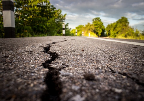 cracked asphalt street pavement in Tennessee