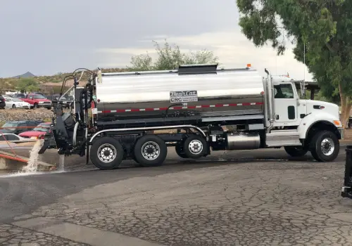 One of BearCat's Asphalt Chip Spreaders is seen. BearCat Manufacturing has the best asphalt equipment in Iowa.